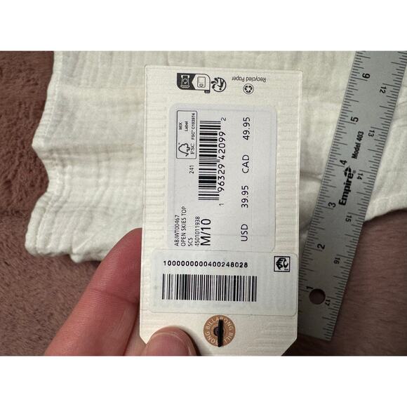 Billabong Open Skies Top Women’s M/10 White Linen Crop Tank NWT - Picture 4 of 8